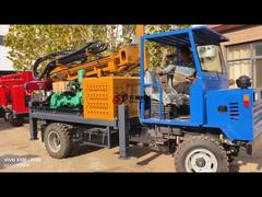 Ansicht der 76/89mm Bohrgestänge und des pneumatischen Antriebssystems für eine 180 Meter tiefe Wasserbrunnenbohr-Demo