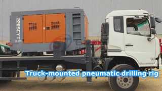 Große, fahrzeugmontierte pneumatische Bohranlage